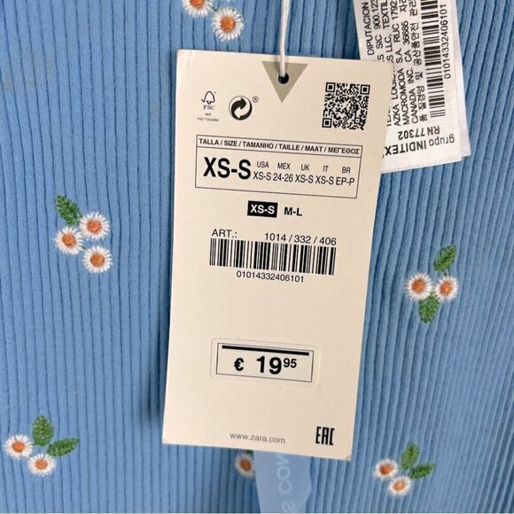 Nwt - Zara Seamless Embroidered Dress In Blue. Size: Xs-S. - Picture 5 of 13